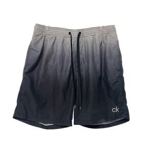 Calvin Klein Swim Trunks Men's Size L Ombré Gray Black Drawstring